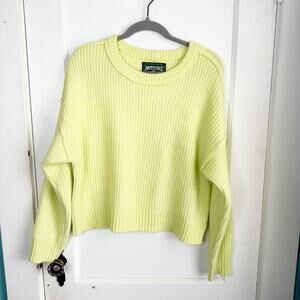 American Eagle AE Bright Yellow Green Crewneck Knit Sweater Wool Blend Medium M